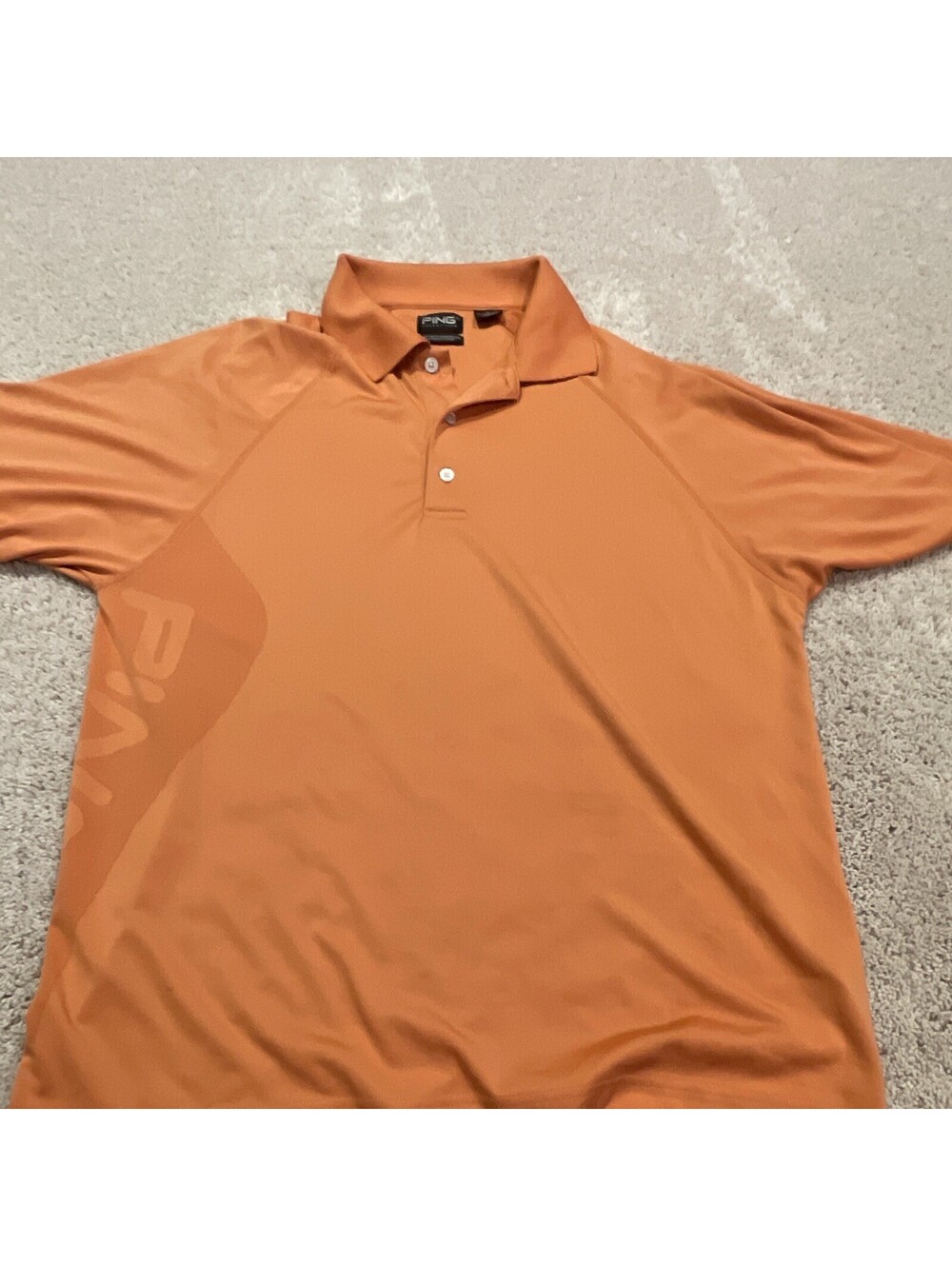 PING Collection Men's L Polo Orange Solid Short Sleeve Collared Logo UV